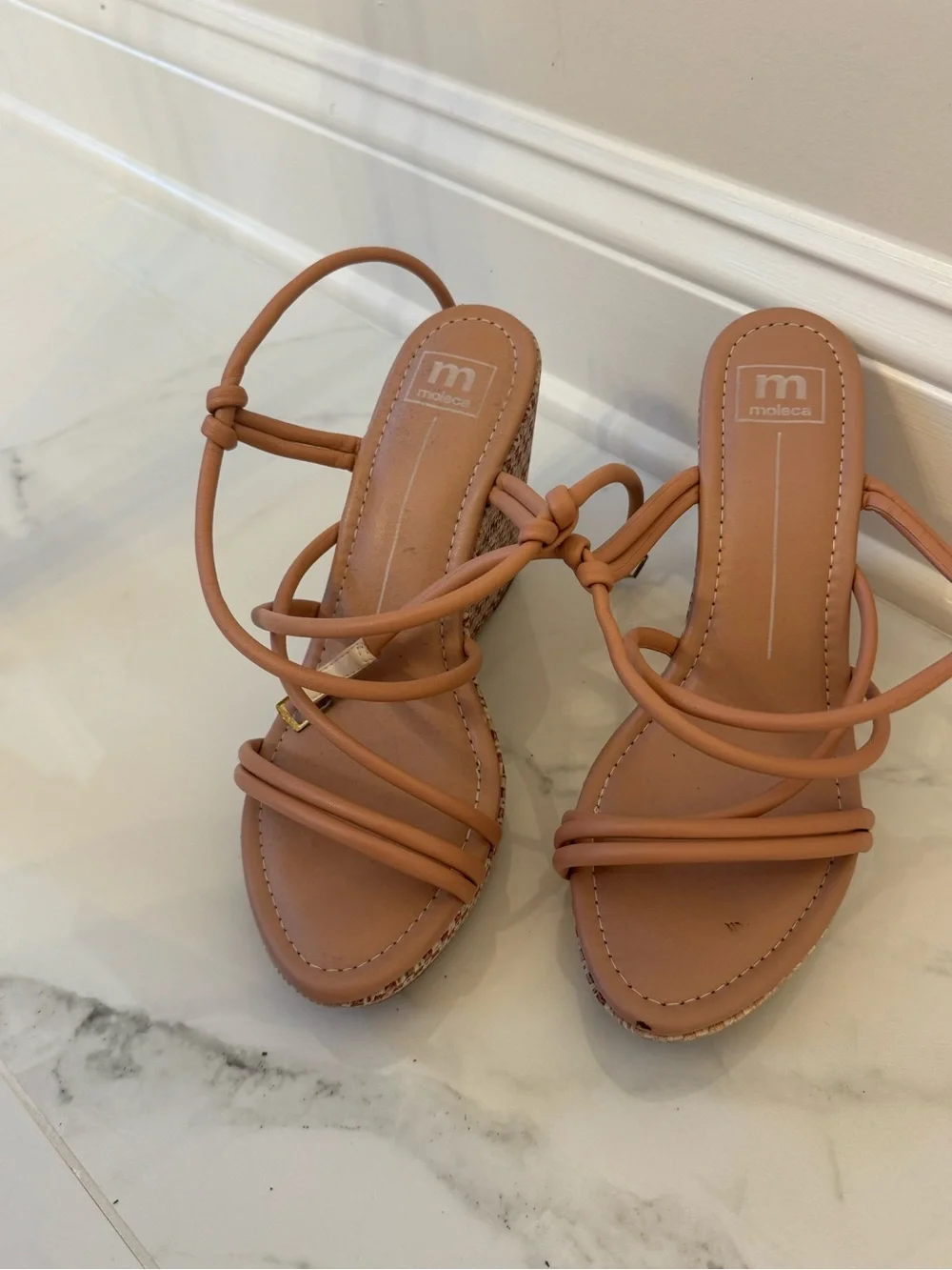 Moleca Tan Strappy Wedge Sandals Size 11 / 42 – Runs Small